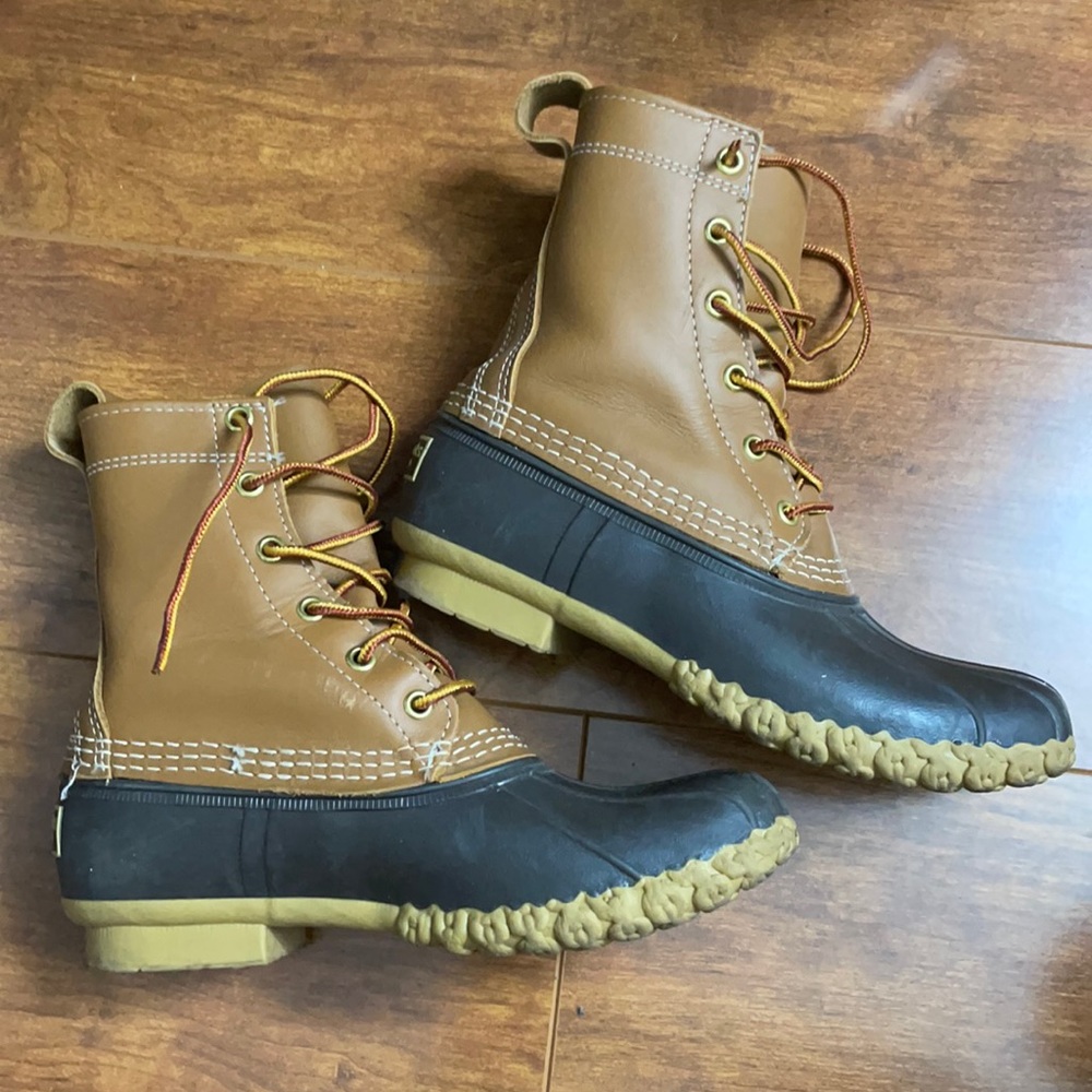 Women’s L.L. Bean 8in Duck Boots Tan & Brown 6N
